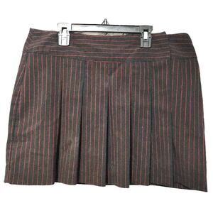 Star City Pinstripe Pleated Wrap Mini Skirt Mid Rise Black Red Womens Size 13